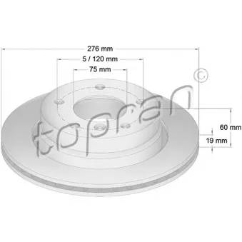 Jeu de 2 disques de frein arrière TOPRAN 500 577