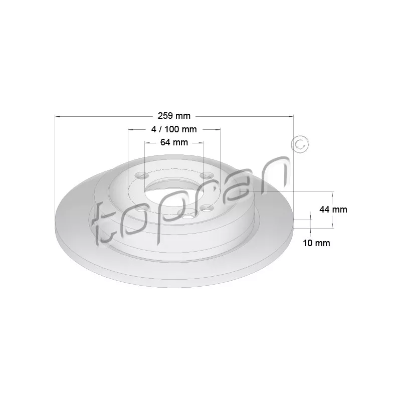 Jeu de 2 disques de frein arrière TOPRAN 501 015