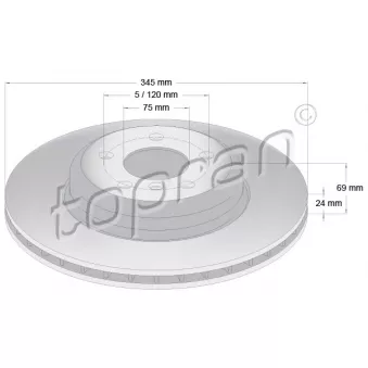 Jeu de 2 disques de frein arrière TOPRAN 502 241