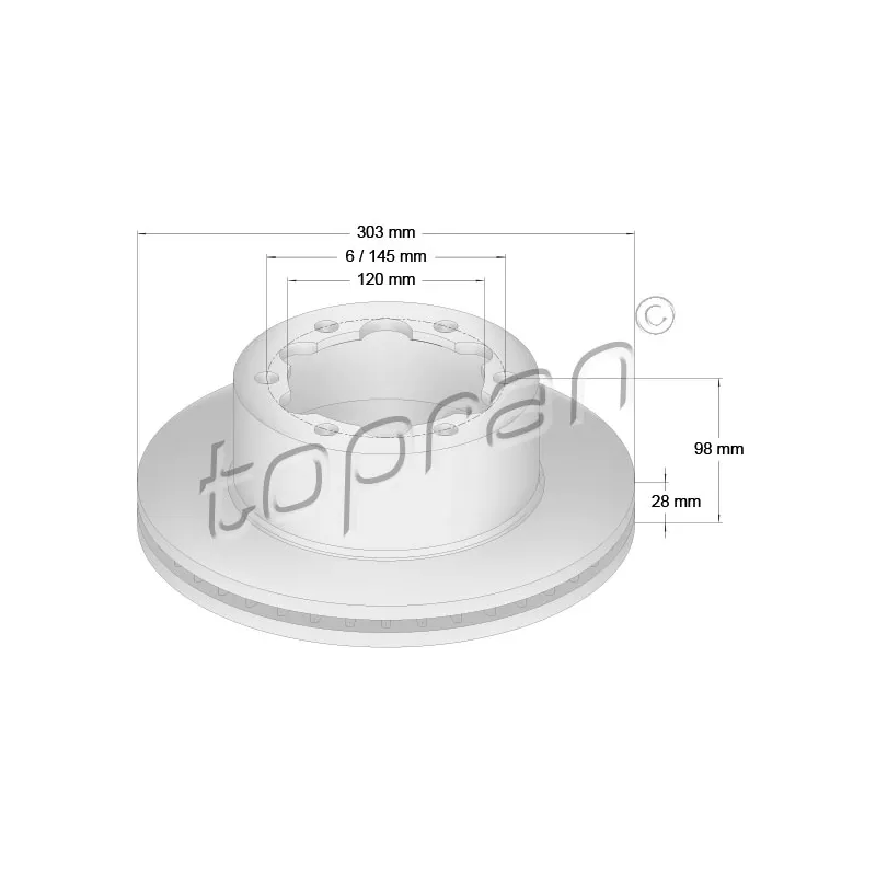 Jeu de 2 disques de frein arrière TOPRAN 631 174