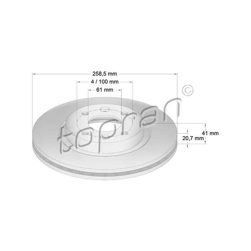 Jeu de 2 disques de frein avant TOPRAN 700 180