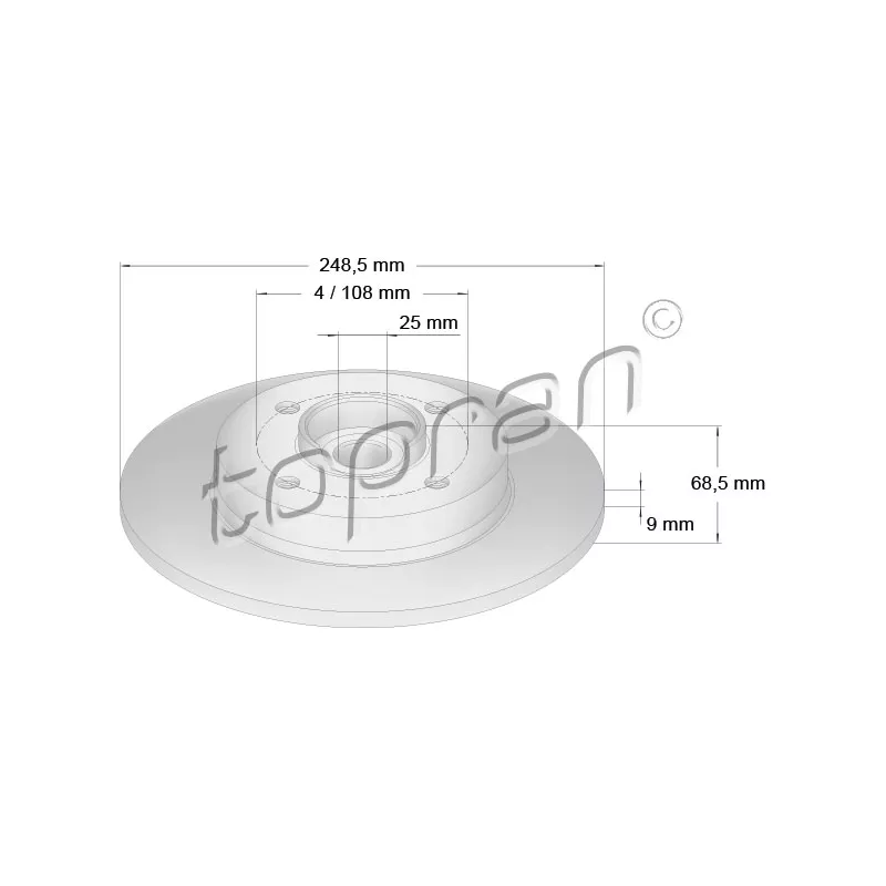 Jeu de 2 disques de frein arrière TOPRAN 721 185