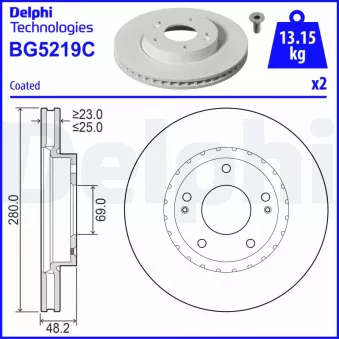 Jeu de 2 disques de frein avant DELPHI BG5219C