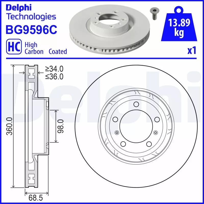 Disque de frein avant gauche DELPHI BG9596C