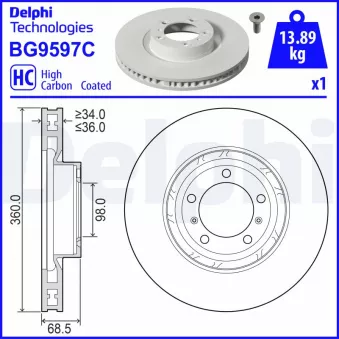 Disque de frein avant droit DELPHI