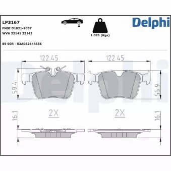 Jeu de 4 plaquettes de frein arrière DELPHI