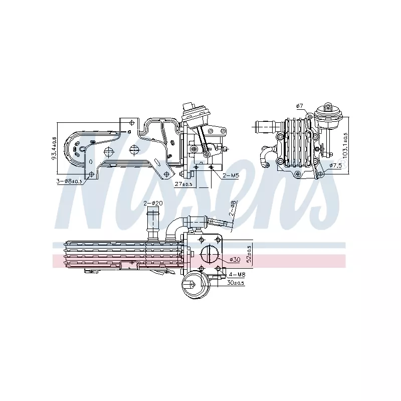 Radiateur, réaspiration des gaz d'échappement NISSENS 989420