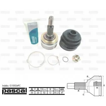 Embout de cardan avant (kit de réparation) PASCAL G10024PC