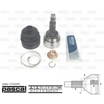 Embout de cardan avant (kit de réparation) PASCAL G10343PC