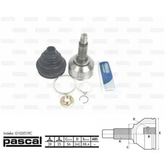 Embout de cardan avant (kit de réparation) PASCAL G10351PC
