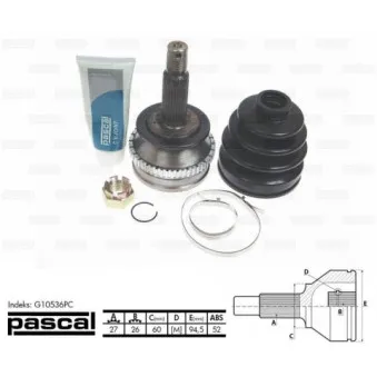 Embout de cardan avant (kit de réparation) PASCAL G10536PC