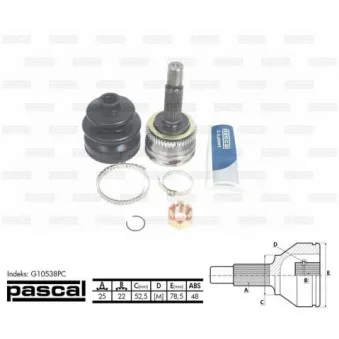 Embout de cardan avant (kit de réparation) PASCAL