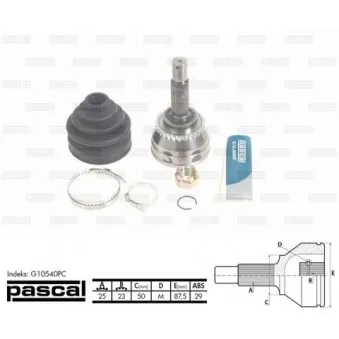 Embout de cardan avant (kit de réparation) PASCAL G10540PC