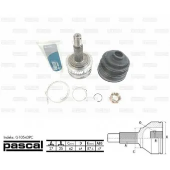 Embout de cardan avant (kit de réparation) PASCAL G10543PC