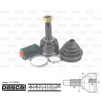 Embout de cardan avant (kit de réparation) PASCAL G11026PC