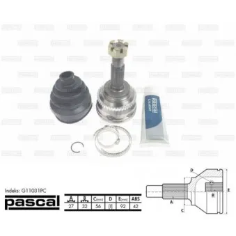 Embout de cardan avant (kit de réparation) PASCAL G11031PC