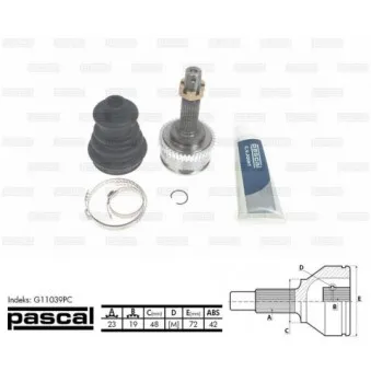 Embout de cardan avant (kit de réparation) PASCAL G11039PC