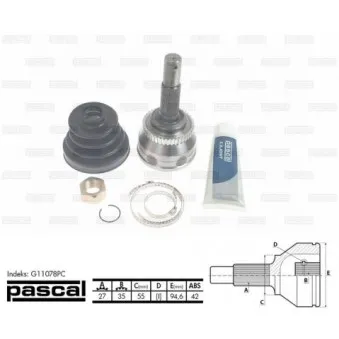 Embout de cardan avant (kit de réparation) PASCAL G11078PC