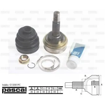 Embout de cardan avant (kit de réparation) PASCAL G12001PC