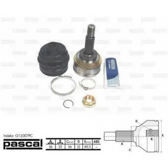 Embout de cardan avant (kit de réparation) PASCAL G12007PC