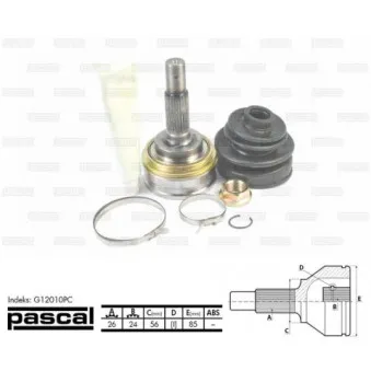 Embout de cardan avant (kit de réparation) PASCAL G12010PC