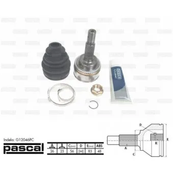 Embout de cardan avant (kit de réparation) PASCAL G12046PC