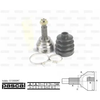 Embout de cardan avant (kit de réparation) PASCAL G13000PC