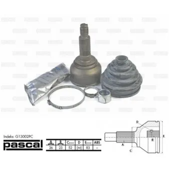Embout de cardan avant (kit de réparation) PASCAL G13002PC