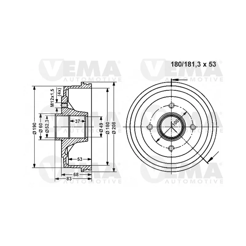Tambour de frein VEMA 800848
