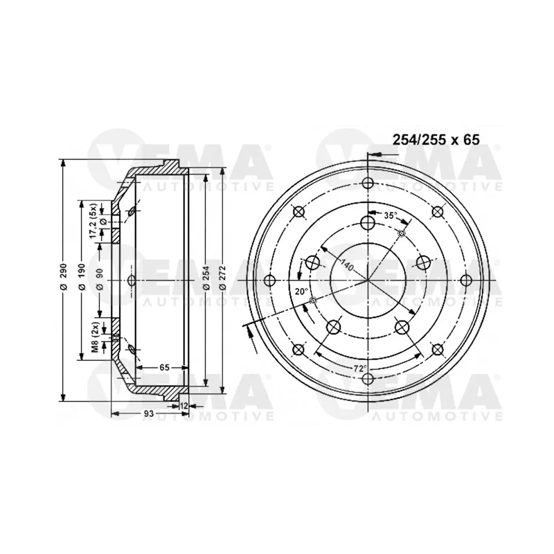 Tambour de frein VEMA 801122
