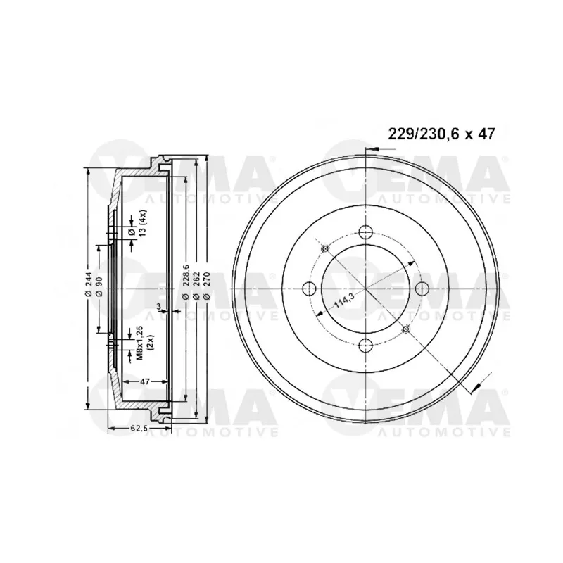 Tambour de frein VEMA 801130