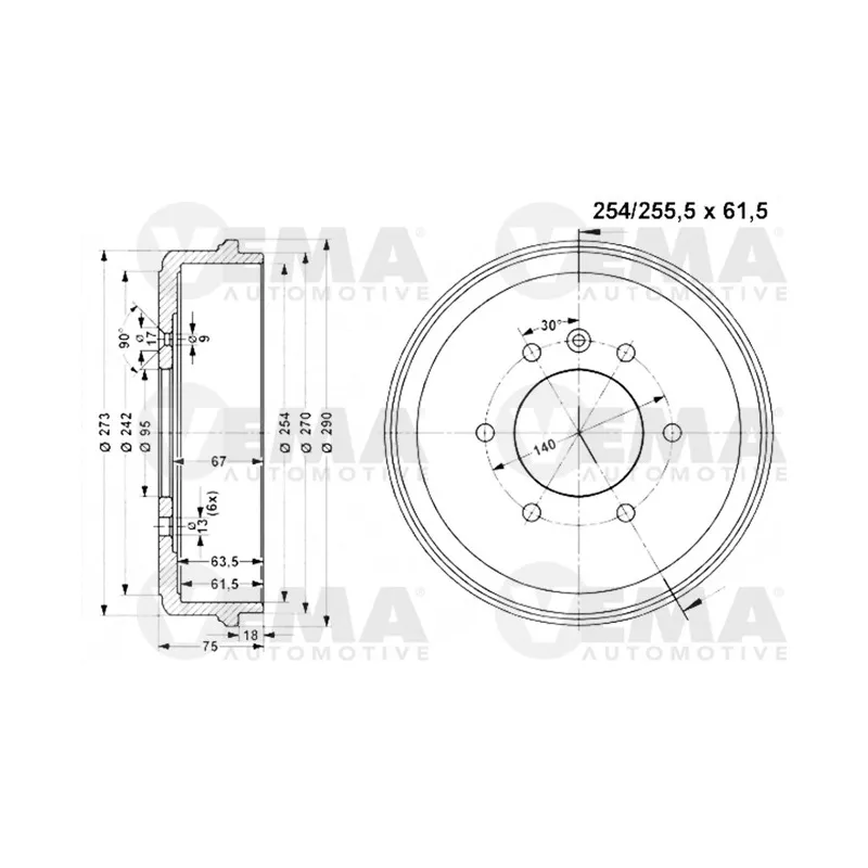 Tambour de frein VEMA 801168