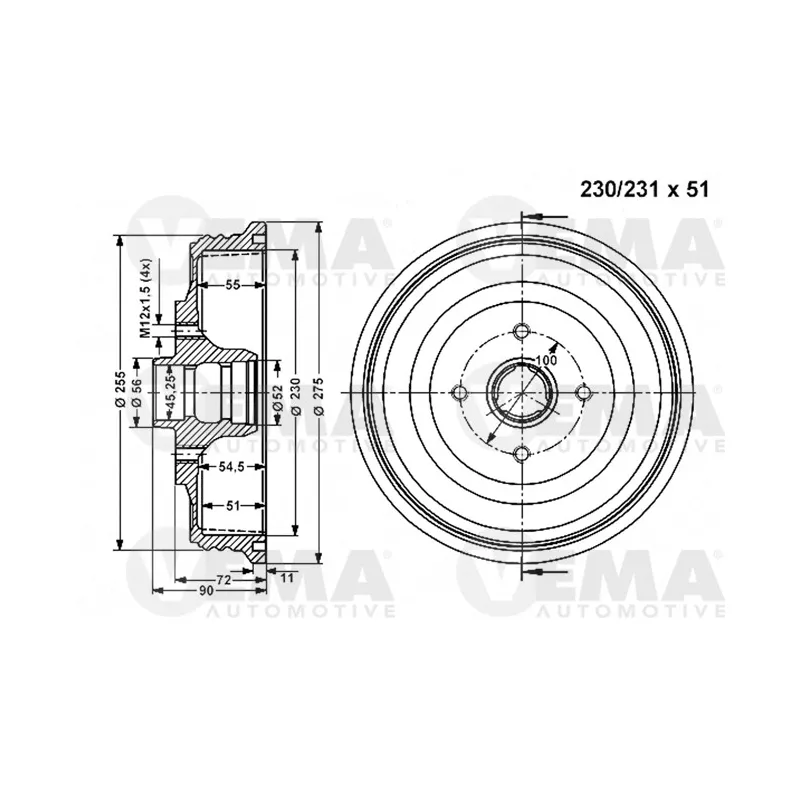 Tambour de frein VEMA 801232