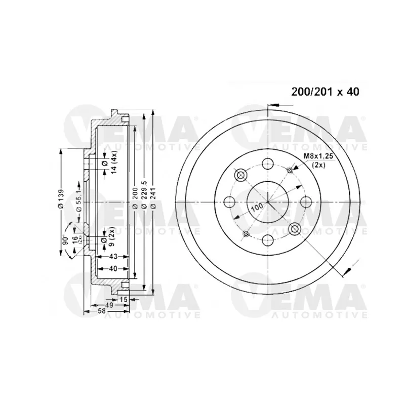 Tambour de frein VEMA 801351