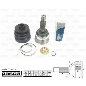 Embout de cardan avant (kit de réparation) PASCAL G13011PC