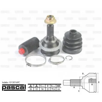 Embout de cardan avant (kit de réparation) PASCAL G13016PC
