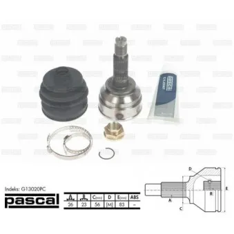Embout de cardan avant (kit de réparation) PASCAL G13020PC