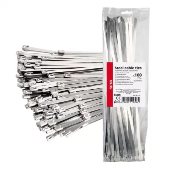 Colliers de serrage métalliques en acier inoxydable 7,9x400 mm, lot de 100 pièces AMIO 04326