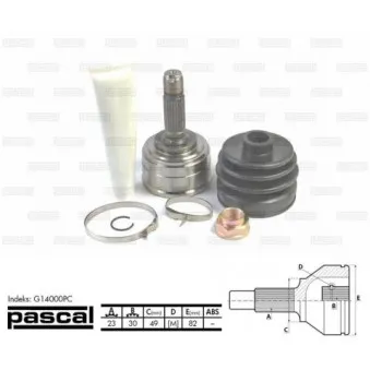 Embout de cardan avant (kit de réparation) PASCAL G14000PC