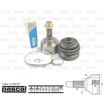 Embout de cardan avant (kit de réparation) PASCAL G14001PC