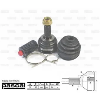 Embout de cardan avant (kit de réparation) PASCAL G14030PC