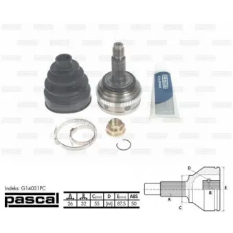 Embout de cardan avant (kit de réparation) PASCAL G14031PC