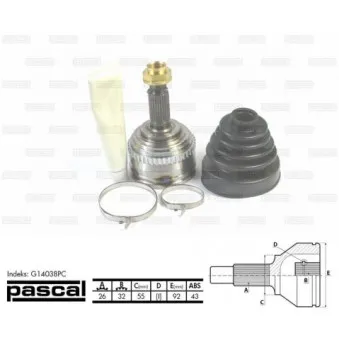 Embout de cardan avant (kit de réparation) PASCAL G14038PC