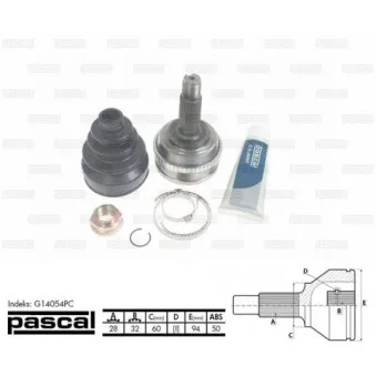 Embout de cardan avant (kit de réparation) PASCAL G14054PC