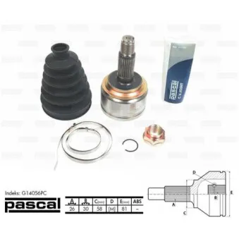 Joint, arbre de commande PASCAL G14056PC