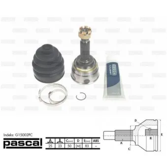 Embout de cardan avant (kit de réparation) PASCAL G15002PC