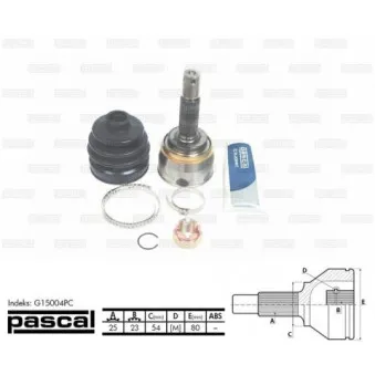 Embout de cardan avant (kit de réparation) PASCAL G15004PC