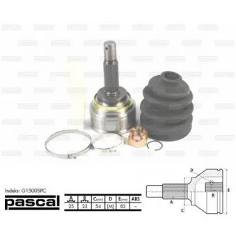 Embout de cardan avant (kit de réparation) PASCAL G15005PC
