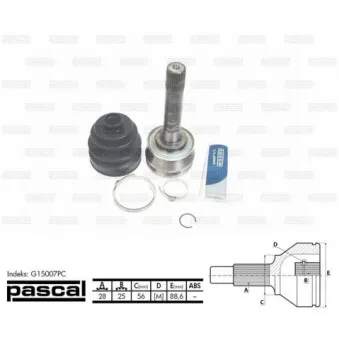 Embout de cardan avant (kit de réparation) PASCAL G15007PC