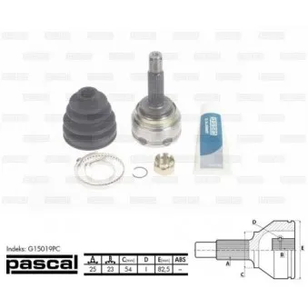 Embout de cardan avant (kit de réparation) PASCAL G15019PC